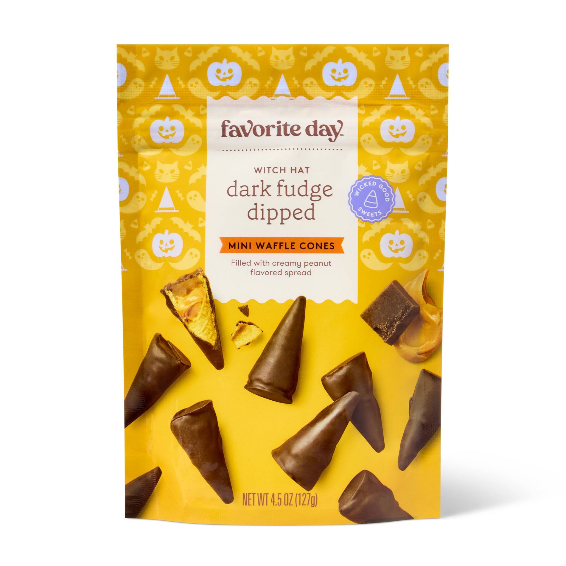Halloween Witches Hat Peanut Butter Filled Mini Waffle Cones - 4.5oz - Favorite Day™