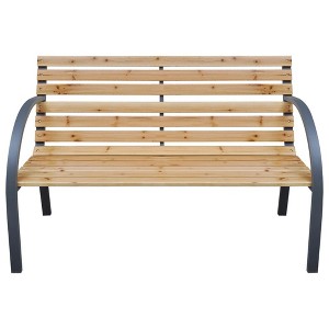 vidaXL Solid Wood Fir Patio Bench 44.1" - Industrial Style Outdoor Seating - Durable, Comfortable and Safe - Perfect for Garden/Patio/Lawn - 1 of 4