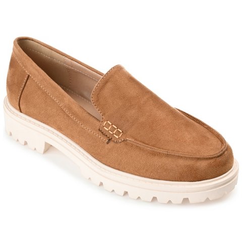 Женские туфли Journee Collection Women's Erika Medium and Wide Width Loafer Almond Toe Slip On Flats Tan 9.5WD