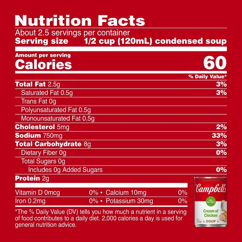Campbell&#39;s Condensed 98% Fat Free Cream of Chicken Soup - 10.5oz, 5 of 12