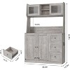 Coucheta 66" Kitchen Pantry Cabinet with LED Lights - Freestanding Hutch with Microwave Shelf, 3 Drawers & Countertop for Dining Room - 2 of 4