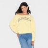 Women's Hello Kitty Cow Graphic Off the Shoulder Sweatshirt - Light Yellow - 2 of 3