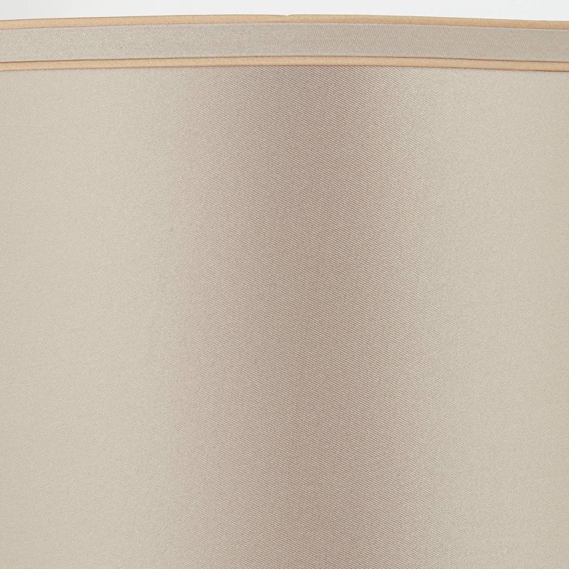 Springcrest Sydnee 14" Top x 16" Bottom x 11" High x 11" Slant Lamp Shade Replacement Medium Taupe Satin with Trim Drum Modern Spider Harp Finial, 2 of 8