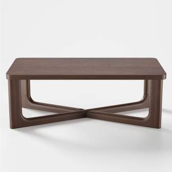 Neutypechic Wood Grain Tabletop Rectangle Coffee Table for Living Room