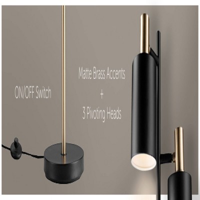 Adjustable 67'' Matte Black 3-Light Track Tree Floor Lamp