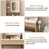 ELECWISH 23.6" Wood Grain Makeup Vanity Desk Set with LED Mirror & Stool - 3-Way Lighting, USB Charging Station, Blow Dryer Holder, Storage Shelves - 3 of 4