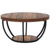 Round Coffee Table, 31.7inRustic Brown Wooden 2-Tier Circle Coffee Table with Storage Shelves, Modern Table Center Table for Living Room - 3 of 4