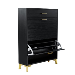 NicBex Shoe Cabinet with 2 Flip Drawers Modern Freestanding Hiddern Shoe Rack Storage Organizer with Metal Handles for Entryway,Hallway - 1 of 4