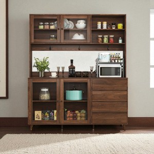 63" Large Kitchen Hutch Pantry Cabinet with 4 Doors, 4 Drawers & Microwave Shelf, Freestanding Storage Buffet Cupboard for Dining Room - 1 of 4