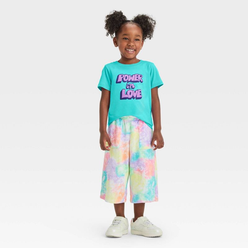 Toddler 'Power in Love' Short Sleeve T-Shirt - Cat & Jack™ Turquoise Blue, 4 of 5