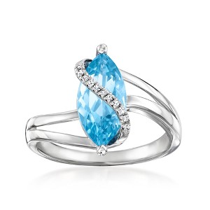Ross-Simons 1.80 Carat Swiss Blue Topaz Ring With Diamonds in Sterling Silver - 1 of 4