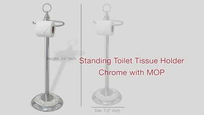 DW Straight 5 Chrome, Freestanding Toilet Paper Holder in Polished Chrome