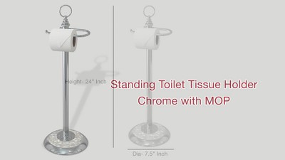Chrome and Mother of Pearl Freestanding Toilet Paper Holder