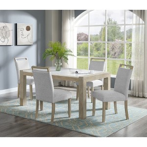 5-Piece Dining Set with Rectangular Table and 4 Upholstered Chairs - 1 of 4