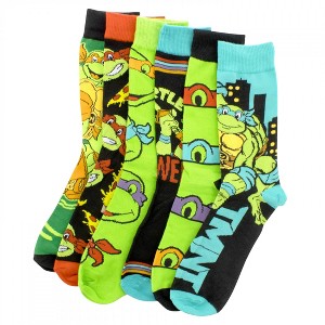 Adult Teenage Mutant Ninja Turtles Pizza and Skateboards 6-Pack Crew Socks - 1 of 4
