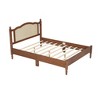 Ridstar Queen Size Wooden Platform Bed Frame with Natural Rattan Headboard-Walnut - 2 of 4