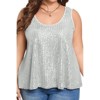 Coolmee Womens Plus Size Sequin Tank Tops Scoop Neck Sleeveless T-shirts Sexy Sparkle Shimmer Tunic Tops - 3 of 4