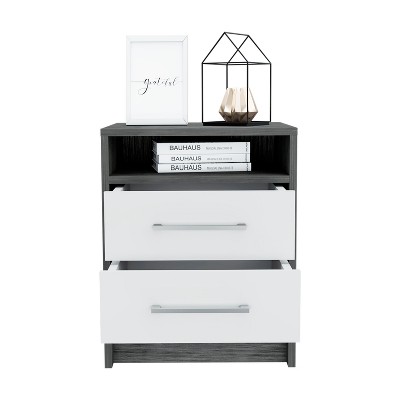 NicBex 14.6 inch Wide Nightstand with 2 Drawers,Modern Side Table with Metal Handles,Bedside Table for Bedroom,Living Room