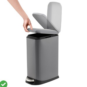 Kitchen Trash Can 3.2 Gallon w/ Soft Close Lid & Foot Pedal Fingerprint Resistant Kitchen Garbage Bin - 1 of 4