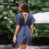 Women's Navy Striped Short Sleeve Mini Cover-Up Dress - Cupshe - image 4 of 4