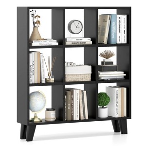 Costway 1 PCS 9-Cube Bookcase with 6 Removable Shelves Raised Support Feet for Living Room Brown/White - 1 of 4