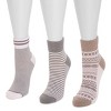 Muk Luks Women's 3 Pair Pack Quarter Crew Cotton Compression Socks - 2 of 2