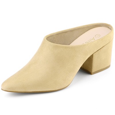 Allegra K Women's Pointed Toe Slip on Block Heel Slide Mules