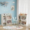 Kids 3-Tier Toy Storage Organizer Kids Bookshelf Double Sided Tray- 5 Compartment Bookshelf and Toy Shelf for Bedroom, Living Room, and Kindergarten - 2 of 4