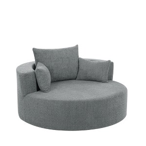 Dexmalle Grey 360° Swivel Accent Barrel Sofa Chair with 3 Removable Pillows - 1 of 4