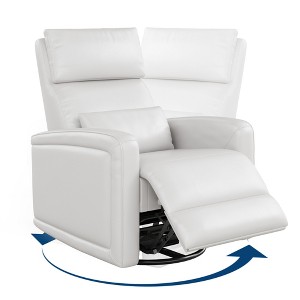 Recliner Chair, Modern Swivel Armchair with Adjustable Backrest & Footrest, Faux Leather Wingback Sofa, Hidden Pull Tab Reclining Mechanism - 1 of 4