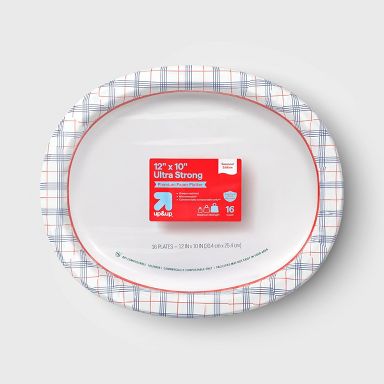 Disposable Platters Oval - RWB Plaid - 16ct - up&up™