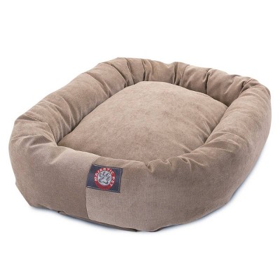 X-Large Tan Waterproof Micro Velvet Bagel Dog Bed