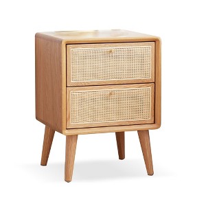PAGED Modern Nightstand Minimalist End Table with Drawer and Wood Legs, Bedside Table for Bedroom, Living Room - 1 of 4