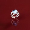 Slickblue Women's Adjustable Rhodium-Plated Brass Ring with Synthetic Ruby & Sea Blue Crystal, Heart Solitaire, Sizes 5-10 - 2 of 3