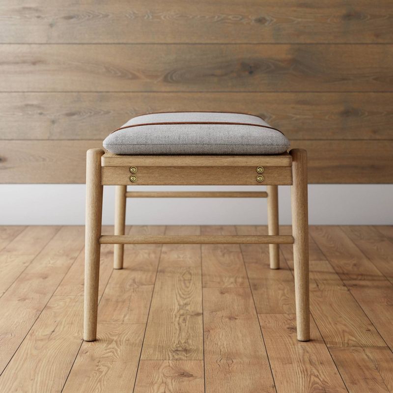 38&#34; Wood Entryway Bench Removable Upholstered Cushion Light Brown/Feather Gray - Nathan James, 4 of 6