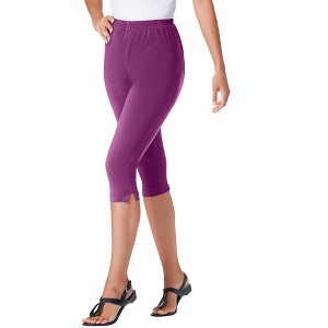 Woman Within Women's Plus Size Stretch Cotton Capri Legging - 1 of 4