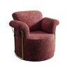 360° Swivel Boucle Barrel Chair, Upholstered Armchair with Gold Metal Legs, Comfortable Round Accent Chair for Living Room - Koiai - 4 of 4