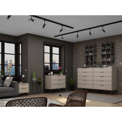 Manhattan Comfort Rockefeller Mid-Century Off White Dresser and Nightstand Set