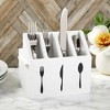 LunaLulinlk Small Wooden Utensil Holder with 5 Slots for Fork, Knife, and Spoons, Silverware Holder, Kitchen Organization (White, 7x5.25x6.5 in) - 2 of 4