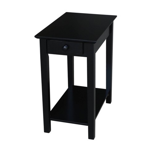 Narrow End Table Black International Concepts Sleek Design With Drawer Fixed Shelf For Living Room Target