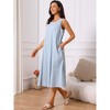 INSPIRE CHIC Women's Summer Plaid Sleeveless Square Neck Babydoll Casual with Pockets Midi Dress - 2 of 4