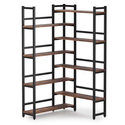Tribesigns 70.8" Corner Bookshelf, 8-Tier L-Shaped Bookcase with Metal Frame, Industrial Book Display Rack