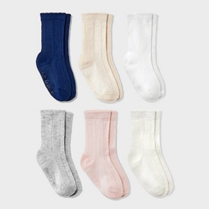 Toddler Girls' 6pk Crew Socks - Cat & Jack™ - 1 of 3