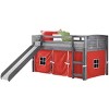 Donco Kids Louver Twin Antique Grey Low Loft Bed With Slide & Red Tent - 2 of 4