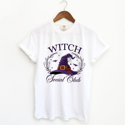Simply Sage Market Women's Witch Social Club Purple Hat Short Sleeve Garment Dyed Tee