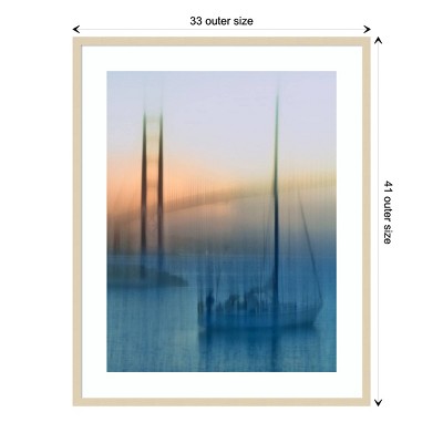 Sailboats on the Bay 33" x 41" Natural Wood Framed Print