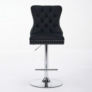 COWLOWN Set of 2 Luxury Swivel Bar Stools, Velvet Upholstery, Tufted Diamond Design for Kitchen & Bar - 1 of 4
