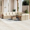 vidaXL 11 Piece Patio Sofa Set with Cushions - Beige and Cream With Table - 2 of 4