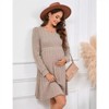 Clearlove Maternity V-Neck Ribbed Knit Dress Long Sleeve Mid-Length Bodycon Dress for Baby Showers Fall Events - 3 of 4