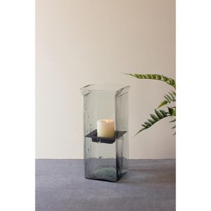 Medium Square Candle Hurricane – 15" Tall Hand-Blown Glass Holder by Kalalou - 1 of 3